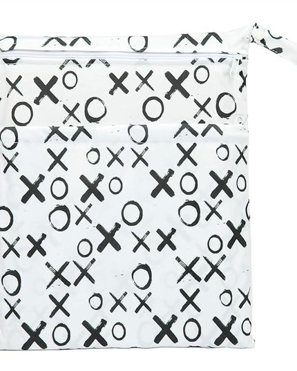 Wet Dry Bag Baby Cloth Diaper Nappy Insert Bag Reusable With Two Zippered Pockets (XOXO)