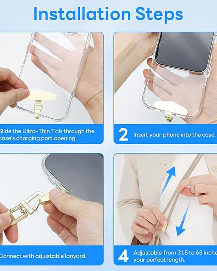 Adjustable Anti-Theft Phone Lanyard Neck & Crossbody Strap with 0.2mm Metal Tab & Comfort-Fit 8mm Rope (Khaki)
