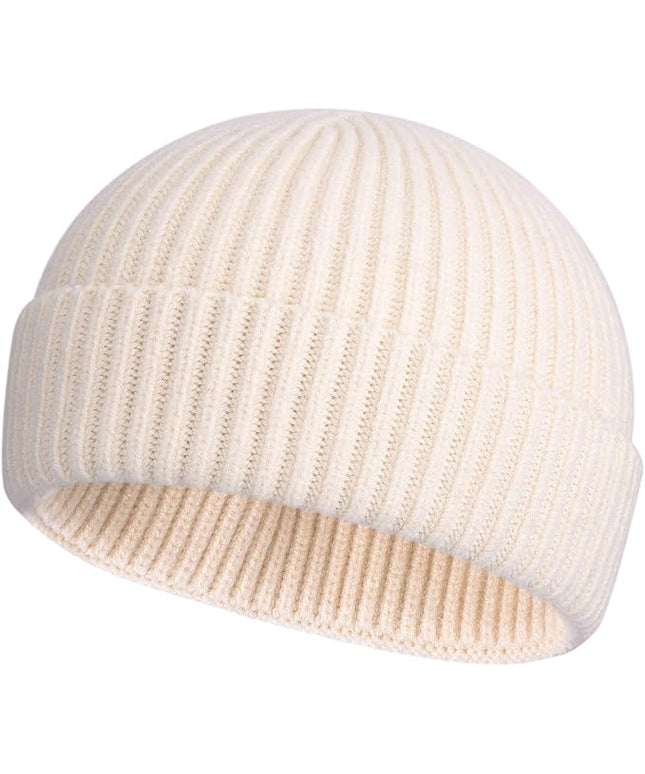ROYBENS Swag Wool Knit Cuff Short Fisherman Beanie for Men Women, Winter Warm Hats