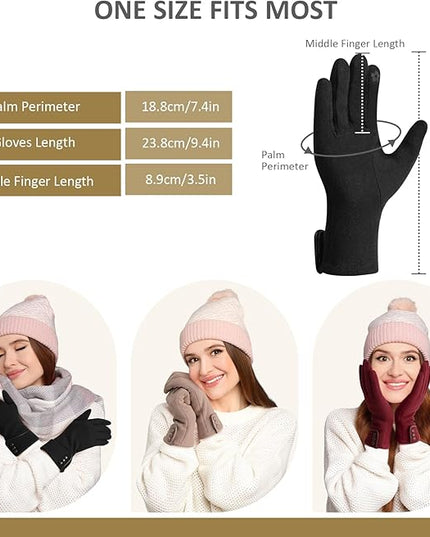 Clothirily Winter Gloves for Women, Touchscreen Texting Winter Gloves Women, Fleece Lined Warm Winter Glove for Cold Weather