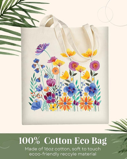 AUSVKAI Canvas Tote Bag for Women, Aesthetic Cute Grocery Grocery Reusable Cotton Gift Bag for Shooping Beach Trendy Gifts