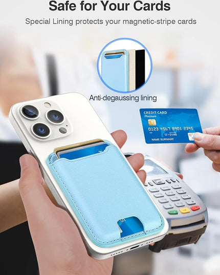TopMade for Magsafe Wallet, Strongest Magnetic Card Holder for iPhone 17, iPhone 16/15/14/13/12 Series, Leather Magnetic Phone Wallet with Powerful Magnets, RFID Blocking, Fit 4 Cards, White Ice