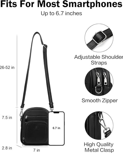 FADEON Small Purses for Women Crossbody Bags, Designer PU Leather Mini Cross Body Purse Travel Shoulder Bag Card Slots