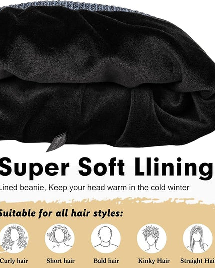 Wmcaps Winter Beanie for Men Women, Fleece Lined Beanie Soft Warm Knit Hat Ski Stocking Cuffed Cap