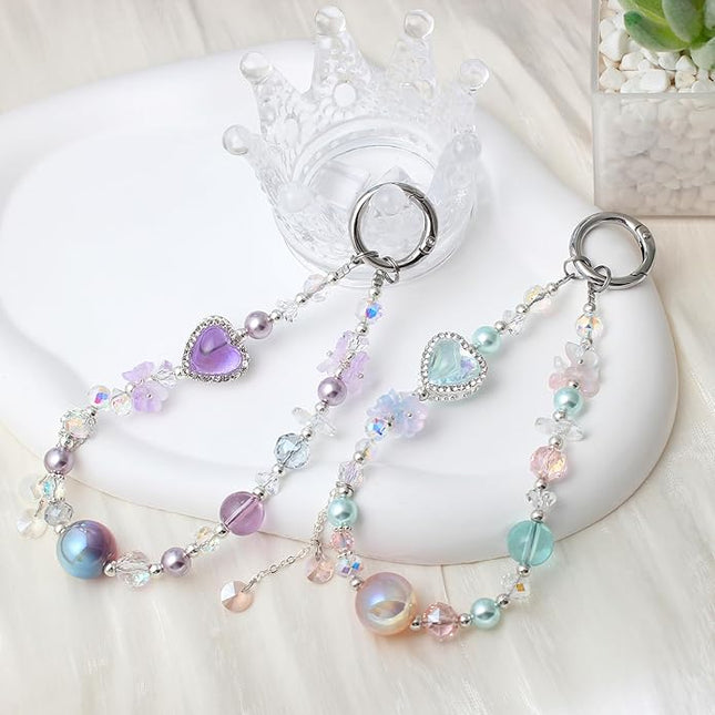 Beaded Phone Wrist Strap,Crystal Keychain Wristlet,Camera Strap Wrist,Cute Phone Chain Wristlet Purse Bag Charms
