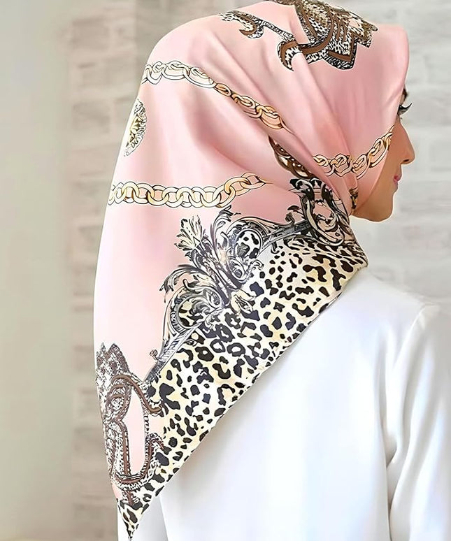kcctoo 27.5" Mulberry Silk Feeling Head Scarf Women's Fashion Square Neck Satin Scarfs for Bag Hair Scarves Gift
