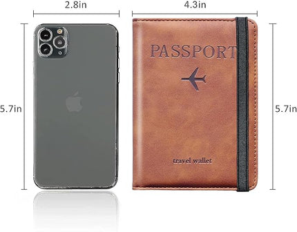 Passport Holder for Travel,Passport Holder with Card Slots Holder,Passport Case,Passport cover for Women and Men,Passport Wallet Travel Essentials and Accessories (Elastic, Brown)