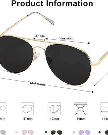 SOJOS Classic Aviator Sunglasses for Women Men Metal Frame Spring Hinges SJ1030