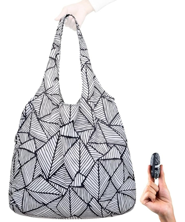 Nanobag Ultralight Heavy Duty Foldable Tote for Women & Men, Reusable Grocery & Travel Bag, Packable Collapsible Compact Market Essential (XL Sketch)