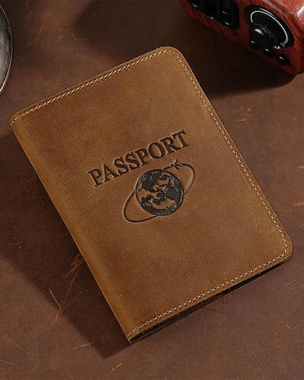 BIAOTIE Premium Leather Passport Holder Covers, Rfid Travel Wallet Passport Document Holder, Travel Essentials Wallet Cover Case for Men and Women (Light Brown)