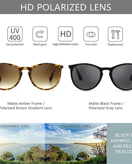 SUNGAIT Premium Vintage Round Sunglasses for Women Men Classic Retro Trendy Style