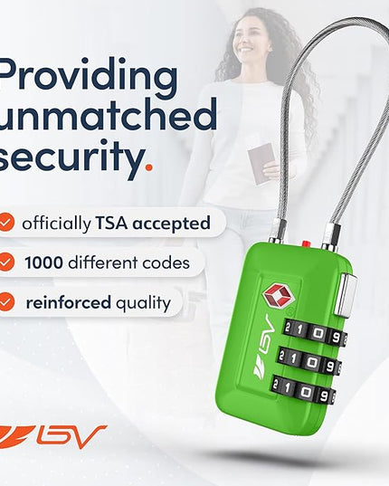 TSA Accepted Luggage Travel Lock, Set-Your-Own Combination Lock for School Gym Locker, Luggage Suitcase Baggage Locks, Filing Cabinets, Toolbox, Case(Green, 4 Pack)