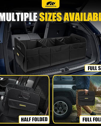 MIKKUPPA Car Trunk Organizer - 105L Collapsible Large Trunk Organizer for Groceries, Trunk Storage Organizers for SUV Auto Truck Van with Non Slip Bottom (Black)
