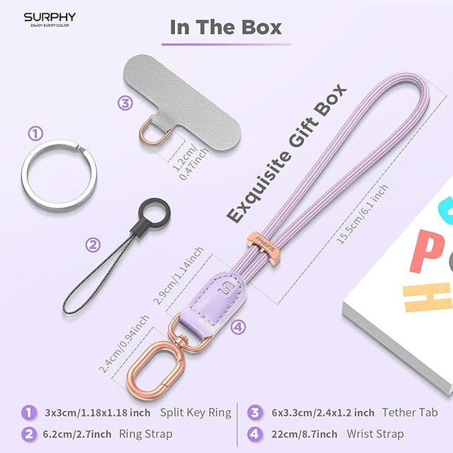 SURPHY Phone Wrist Strap, Keychain Wristlet, Phone Strap Charm with Tether Tab, Cellphone Lanyard Wrist, Key Chain for Women