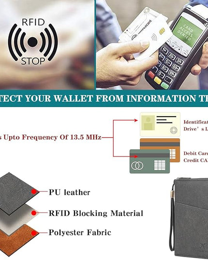 Family Passport Holder Wallet RFID Blocking Zippered Passport Wallet,Women and Men Travel Wallet Ladies Passport Cover
