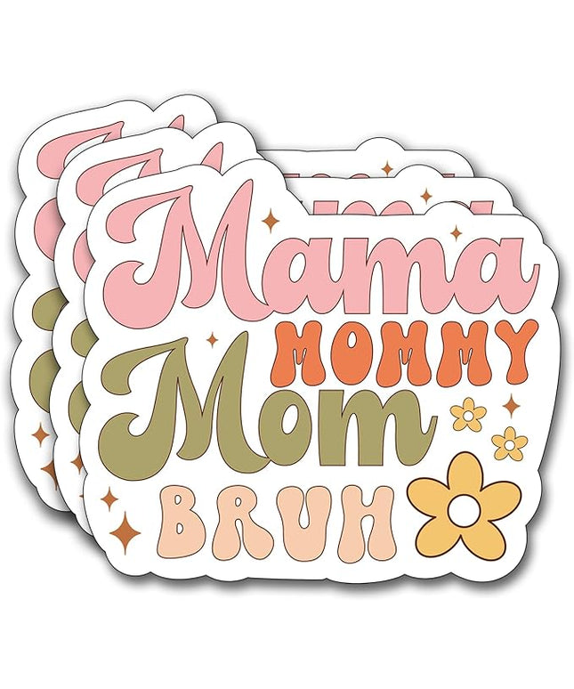(3Pcs) Mama Mommy Mom Bruh Sticker, Mom Bruh Decorate Books Laptop Phone, Water Bottles Kindles Stickers, Tumbler Sticker Waterproof Vinyl Decorate Sticker 3" Inch