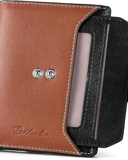 BOSTANTEN Women Leather Wallet RFID Blocking Small Bifold Zipper Pocket Wallet Card Case Purse with ID Window