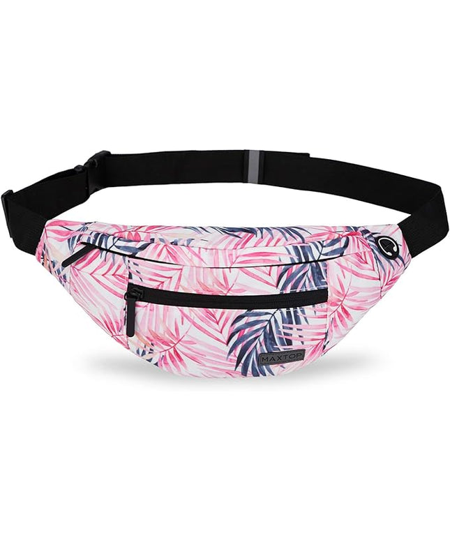MAXTOP Large Crossbody Fanny Pack with 4-Zipper Pockets,Gifts for Enjoy Sports Festival Workout Traveling Running Casual Hands-Free Wallets Waist Pack Phone Bag Carrying All Phones
