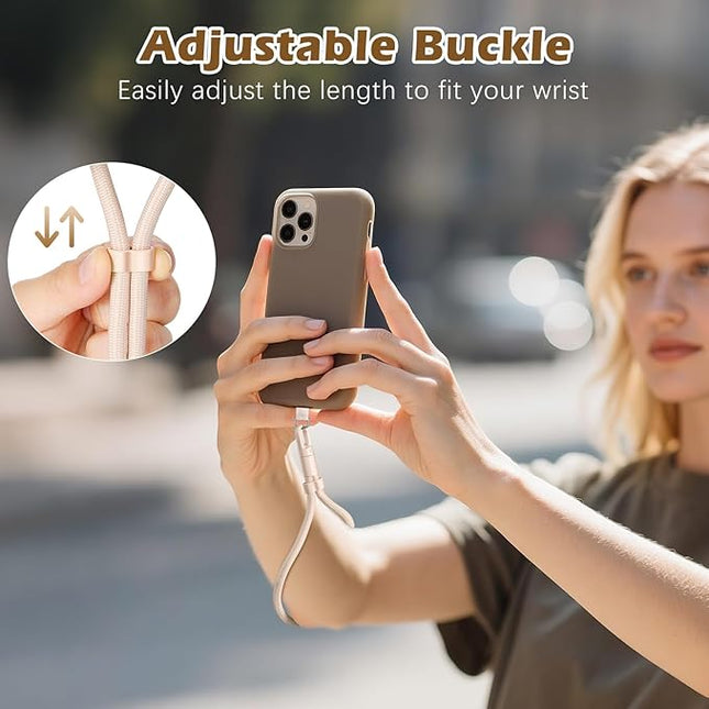 MoKo 2 Pack Phone Wrist Strap Anti-theft, Adjustable Hand Wrist Phone Lanyard with 360° Rotating Hook and Tether Tabs, Cellphone Wristlet Strap for iPhone, Most Smartphones, Black & Camel