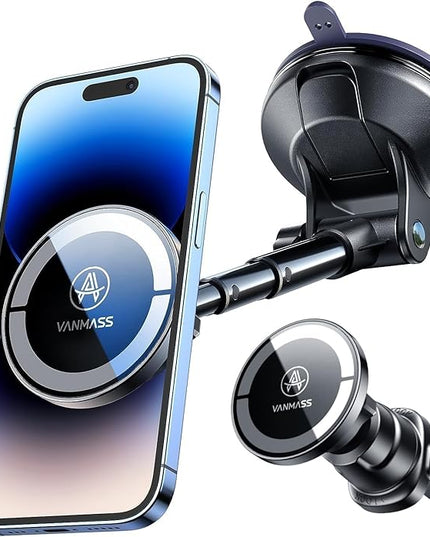 【Military-Grade】VANMASS for MagSafe Car Mount【Upgraded Strongest Magnetic&Suction】Phone Holder Cell Stand for Dashboard Windshield Vent, Tesla Truck Cradle for iPhone 17 Pro Max 16 15 14 13 12 Android