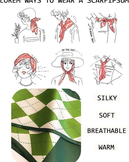 Head Scarf Purse Handle Neck Satin Hair Scarfs For Bag Lightweight Silky Long Thin Women's Fashion Scarves 59 * 5.9”