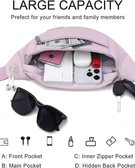 MAXTOP Large Crossbody Fanny Pack with 4-Zipper Pockets,Gifts for Enjoy Sports Festival Workout Traveling Running Casual Hands-Free Wallets Waist Pack Phone Bag Carrying All Phones