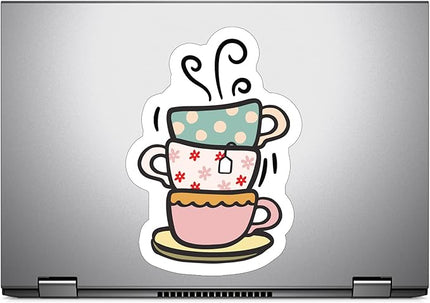 (3PCS) Coffee Cups Stacked Sticker for Phone Tablet Laptop Car Truck Window | 3" Sticker