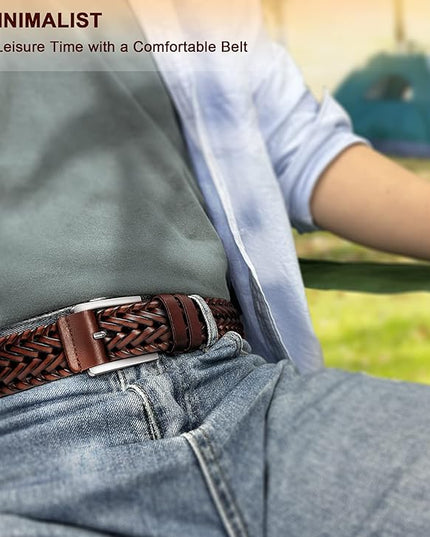 BULLIANT Mens Belts,Leather Woven Braided Belts for Gift Men Casual Jeans Golf