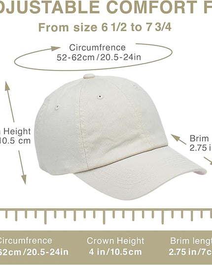 E BY ELIDAN Classic Dad Hat Cotton, Low-Profile Plain Baseball Cap, Adjustable, Breathable and Packable