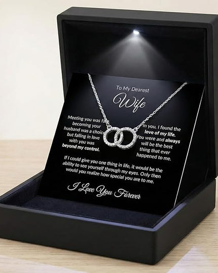Evername To My Wife, Beautiful Necklace with an Emotional Message Card in a Luxury LED Jewelry Box. Great Birthday, Anniversary, Valentines Day Gift