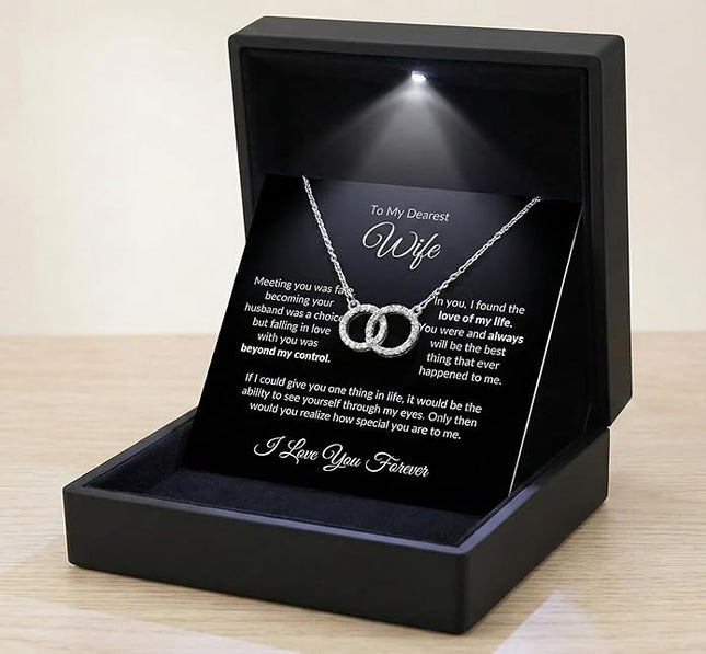 Evername To My Wife, Beautiful Necklace with an Emotional Message Card in a Luxury LED Jewelry Box. Great Birthday, Anniversary, Valentines Day Gift