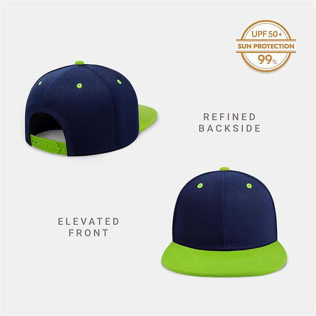 CHOK.LIDS Flat Bill Visor Classic Snapback Hat Blank Adjustable Brim High Top End Trendy Color Style Plain Tone Baseball Cap