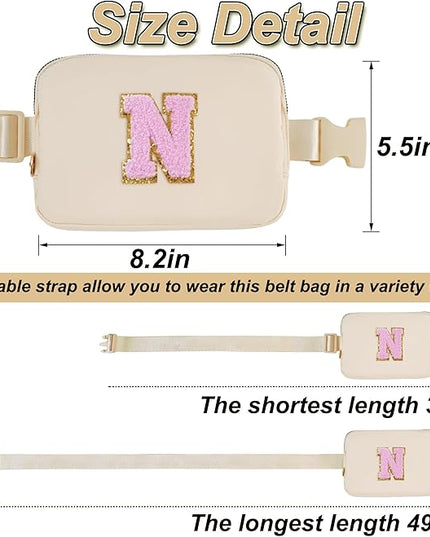 Uygafly Belt Bag Fanny Pack Crossbody Bags with Initials Letter Patch Cute Stuff Birthday Gifts for Teenager Girls Trendy Stuff for Teens | Khaki,N