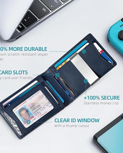 Zitahli Men's Wallets Airtag Holder Slim Rfid Leather with Gift Box