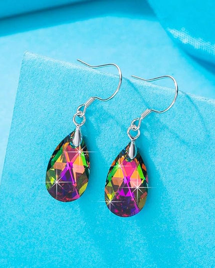 Teardrop Austrian Crystal Drop Dangle Earrings for Women 925 Sterling Silver Hook Hypoallergenic Jewelry