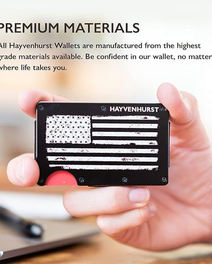 Hayvenhurst Wallet For Men - Reinvented Design Men's Wallet - Slim, Minimalistic & Seamless, Blocks RFID Scanners, Holds 12 Cards & Has a Money Clip (Patriot)