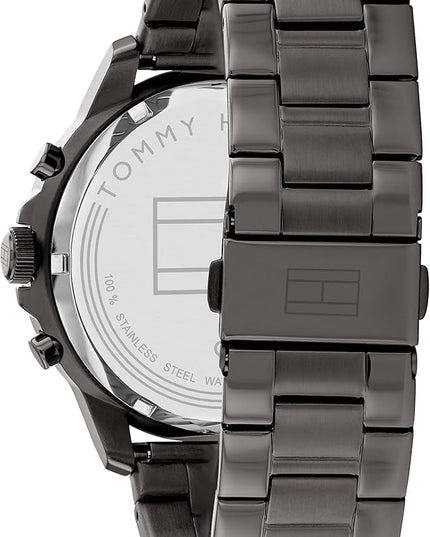 Tommy Hilfiger Men's Dressy Watch – Quartz Multifunction, Stainless Steel Case, Skeleton Dial, Link Bracelet – Gift for Him