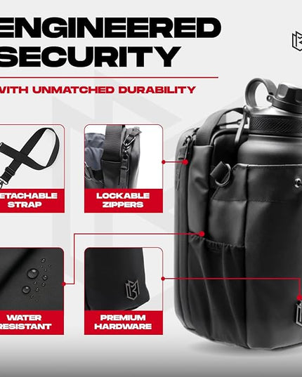 Magnetic Gym Bag for Men and Women – Sling Bottle with Magnetic Attachment | Water Bottle Holder, Gym Pouch, Crossbody Bag for Travel, Sports, Work, Fitness