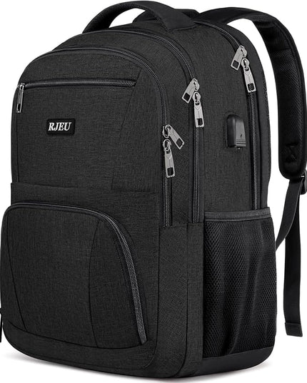 School Backpack for Teen Boys,15.6 Inch Anti Theft Laptop Bookbag with USB Charging Port, Water Resistant College, High School, Ergonomic Straps, Multiple Compartments, Men, Black