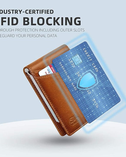 Zitahli Wallet for Men-6 Slots ID Window-Mens Wallets-Slim Wallet Classic Spring Money Clip RFID Blocking-Gift for Men