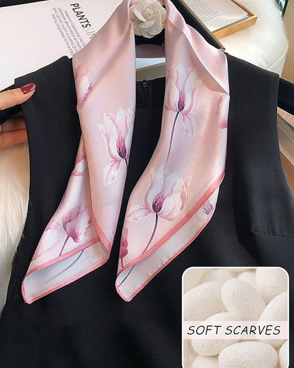 100% Mulberry Silk Scarf for Women Hair Lightweight Square Neckerchief Wrap For Head Scarves 21"