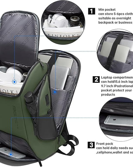 BANGE Business Laptop Smart backpack Can Hold 15.6 Inch Laptop Commute Backpack Carry on bag for men and women (Green)