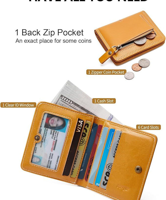 TFKGS Womens Wallet RFID wallet women small wallets woman Thin Credit Card Holder for women Bifold Compact Pocket Ladies Mini Slim wallet purse Vegan Leather Yellow