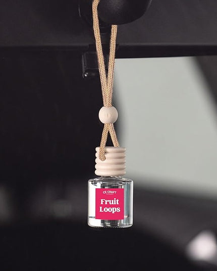 CE CRAFT Car Air Freshener Diffuser, Fruit Loops, 2 Pack Air Deodorizer for Essential Oils, Long Lasting Car Diffuser Bottle, Reusable Jar, Multicolor