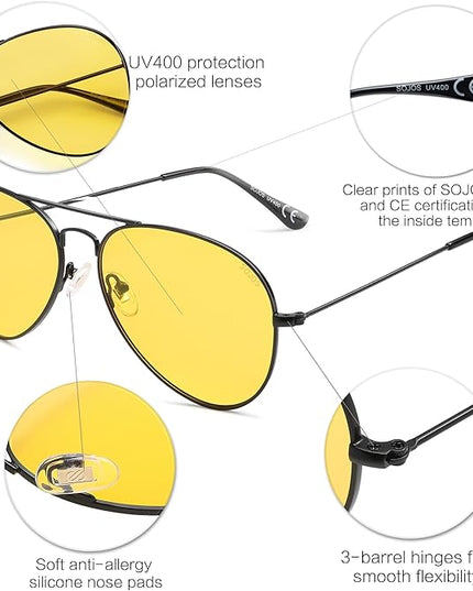SOJOS Classic Aviator Polarized Sunglasses for Men Women Vintage Retro Style