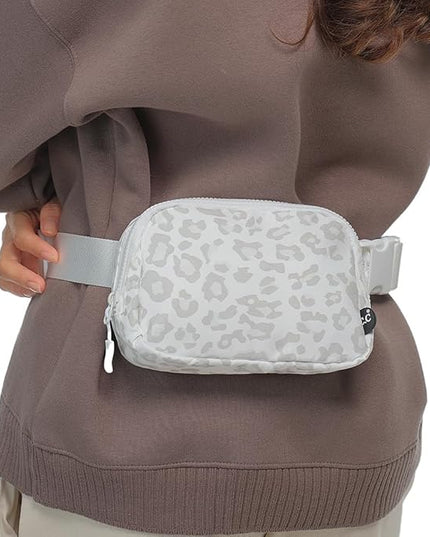 C.C Belt Bag for Women – Quilted Fanny Pack Crossbody Waist Bag with Adjustable Strap, Fashion Gift Idea (Leopard Pattern - white)
