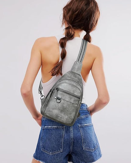 7L Sling Bag for Women Men Vegan Leather Crossbody Bags Fanny Pack Purse Backpack Over Shoulder Bag Travel Anti Theft