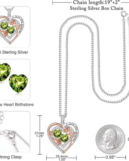 Iefil Christmas Gifts for Women - Sterling Silver Birthstone Necklace Anniversary Birthday Gifts for Her Wife Mom Daughter