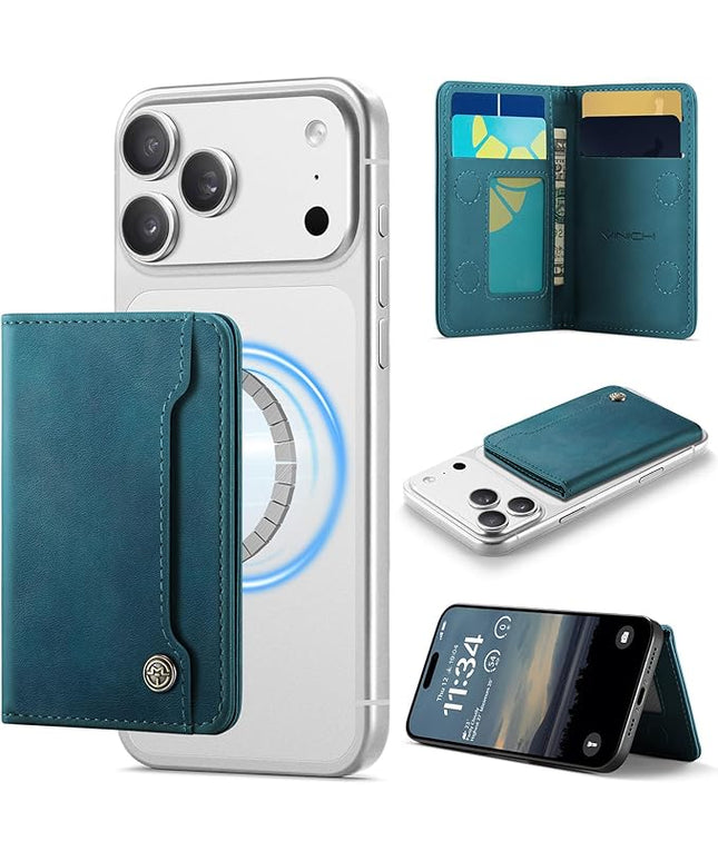Vinich for MagSafe Wallet Magnetic RFID Blocking Card Holder Compatible with MagSafe Phones and Cases, Strong Magnet Minimalist Phone Wallet for iPhone 17/16/15/14/13/12/Pro/Max/Plus, Vintage Green