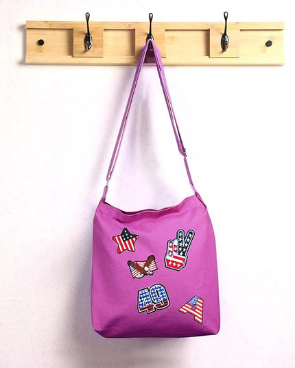 Women's blank large Size Canvas Crossbody Tote Handbags Shoulder Bag